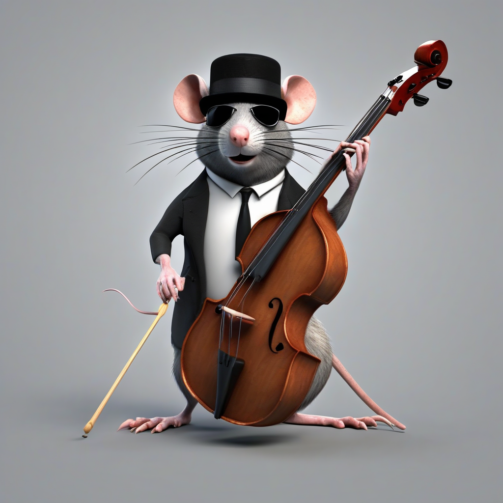 rat with dark glasses and hat plays double bass by Générateur d'images par IA gratuit - Aucune connexion nécessaire✨ | AIGAZOU