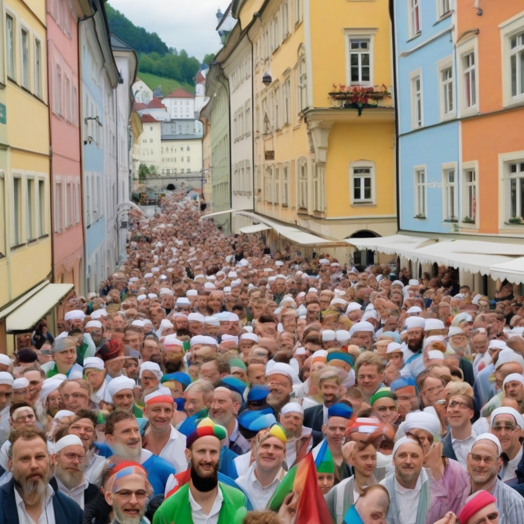 passau where men with beards wear rainbow scarves by मुफ्त एआई छवि जनरेटर - बिना लॉगिन के✨ | AIGAZOU