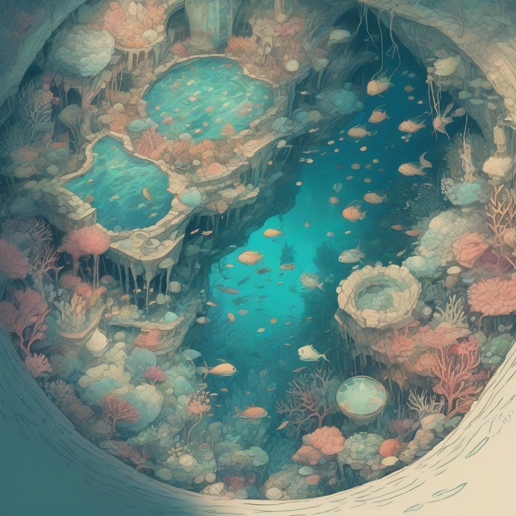 fantasy underwater illustration overhead view by मुफ्त एआई छवि जनरेटर - बिना लॉगिन के✨ | AIGAZOU