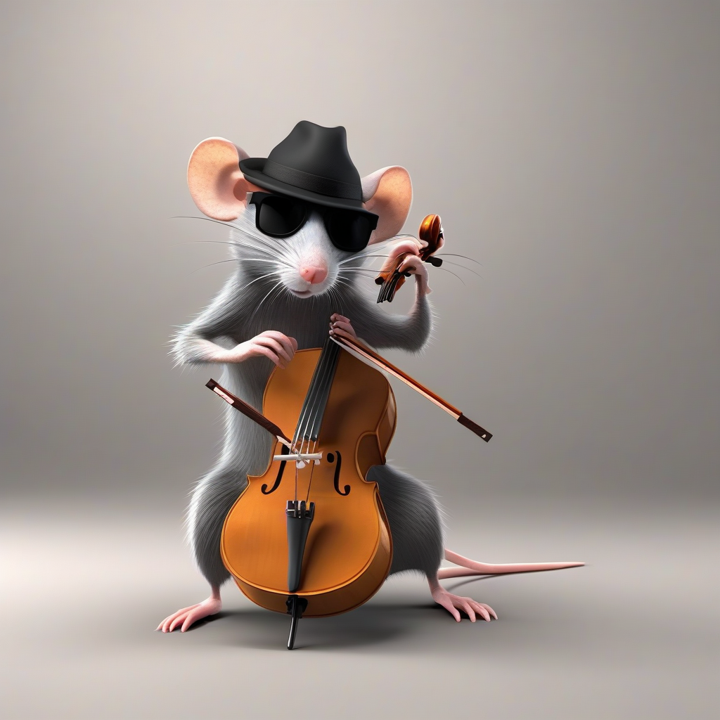 rat with dark glasses and hat plays cello by मुफ्त एआई छवि जनरेटर - बिना लॉगिन के✨ | AIGAZOU