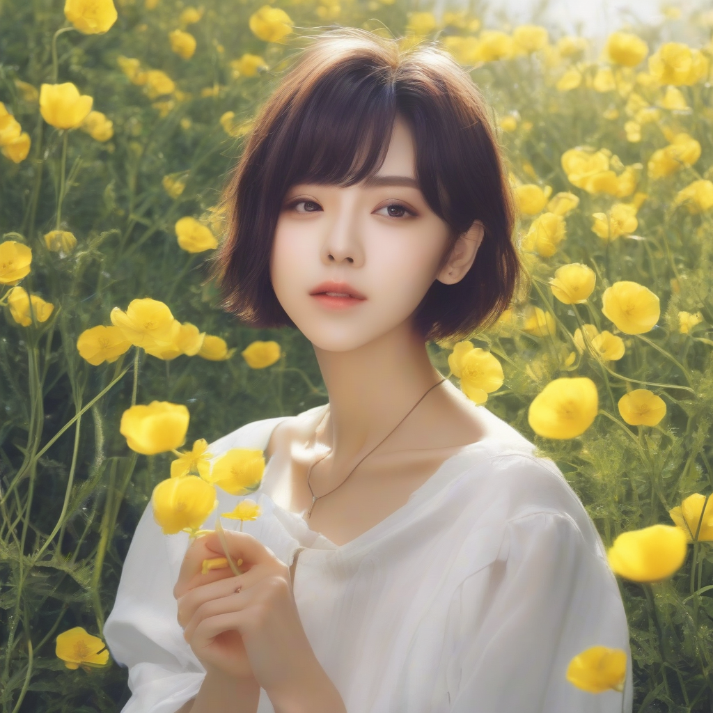 pretty collarbone suzuki yuri short cut idol heart background tsuyukusa monocotyledonous plant energetic idol yellow by Générateur d'images par IA gratuit - Aucune connexion nécessaire✨ | AIGAZOU