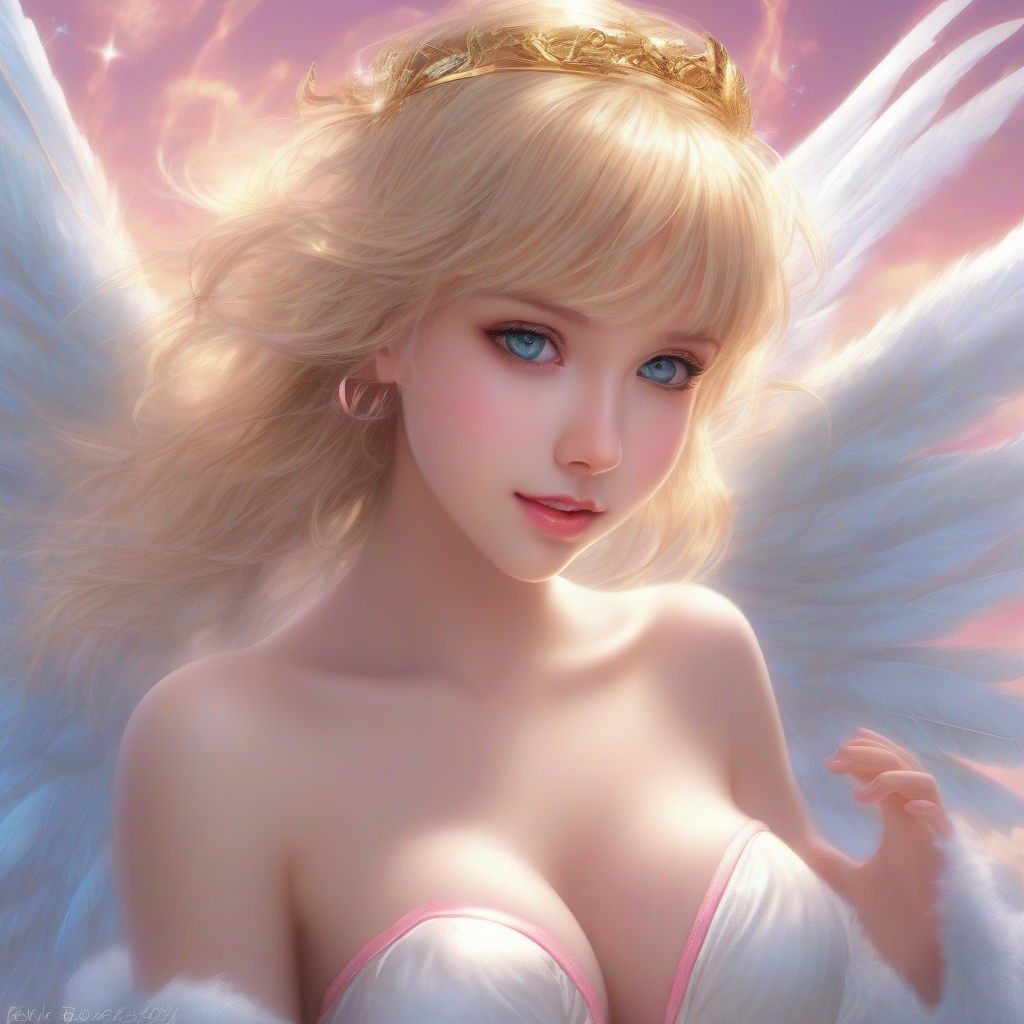 beautiful teenage angel with fluffy wings by मुफ्त एआई छवि जनरेटर - बिना लॉगिन के✨ | AIGAZOU