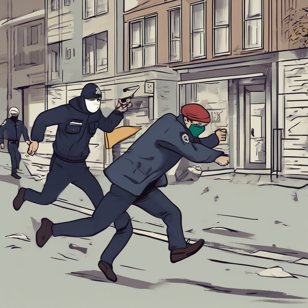 a thief being chased by police by Générateur d'images par IA gratuit - Aucune connexion nécessaire✨ | AIGAZOU