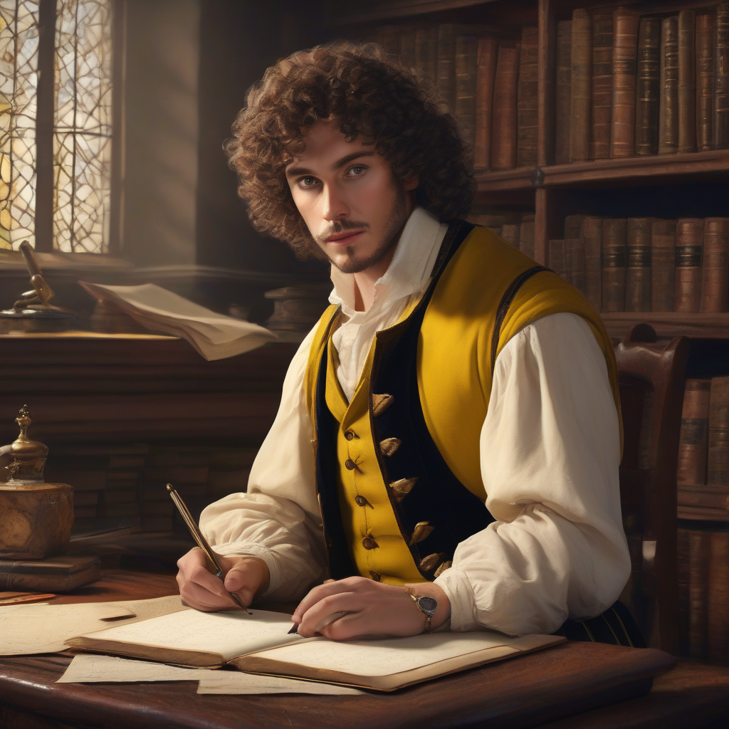 a man with brown curly hair and eyes by 免费AI图像生成工具 | AIGAZOU