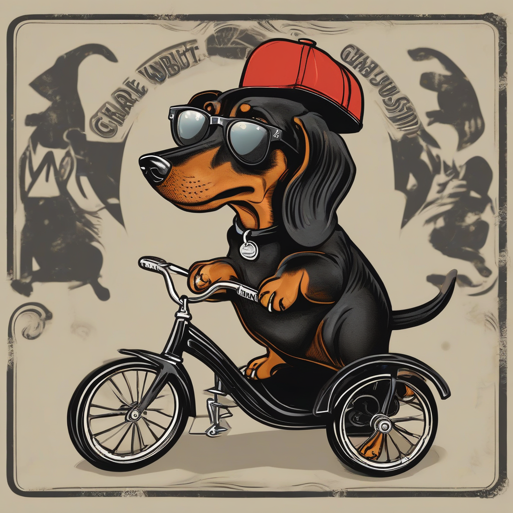 black base sunglasses dachshund tricycle by Générateur d'images par IA gratuit - Aucune connexion nécessaire✨ | AIGAZOU