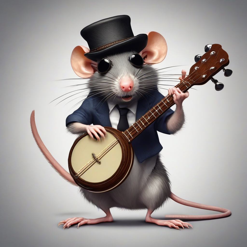 rat with dark glasses and hat plays banjo by मुफ्त एआई छवि जनरेटर - बिना लॉगिन के✨ | AIGAZOU