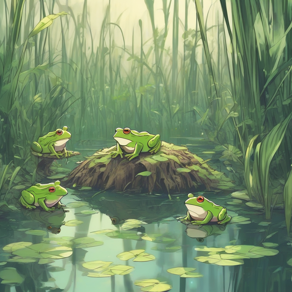 a swamp with many frogs anime by मुफ्त एआई छवि जनरेटर - बिना लॉगिन के✨ | AIGAZOU