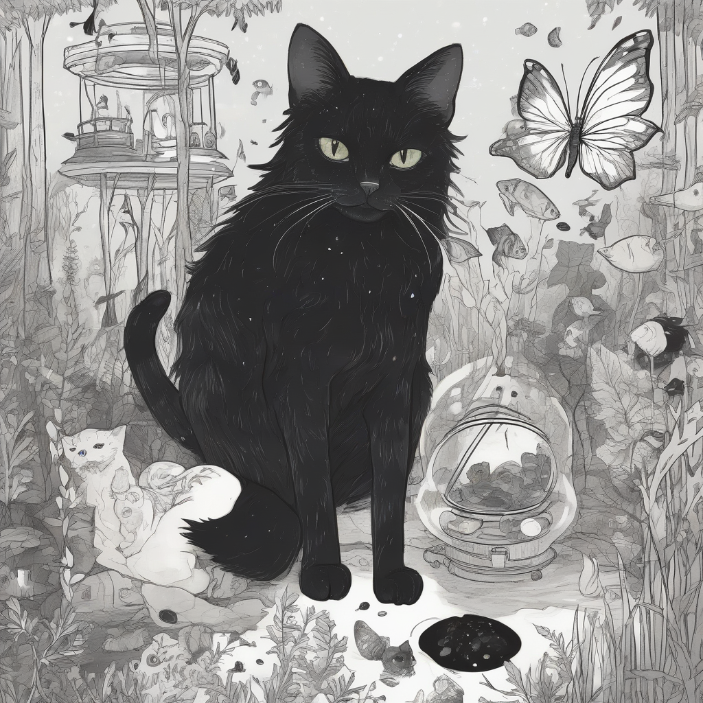 black cat fairy and forest aquarium by मुफ्त एआई छवि जनरेटर - बिना लॉगिन के✨ | AIGAZOU