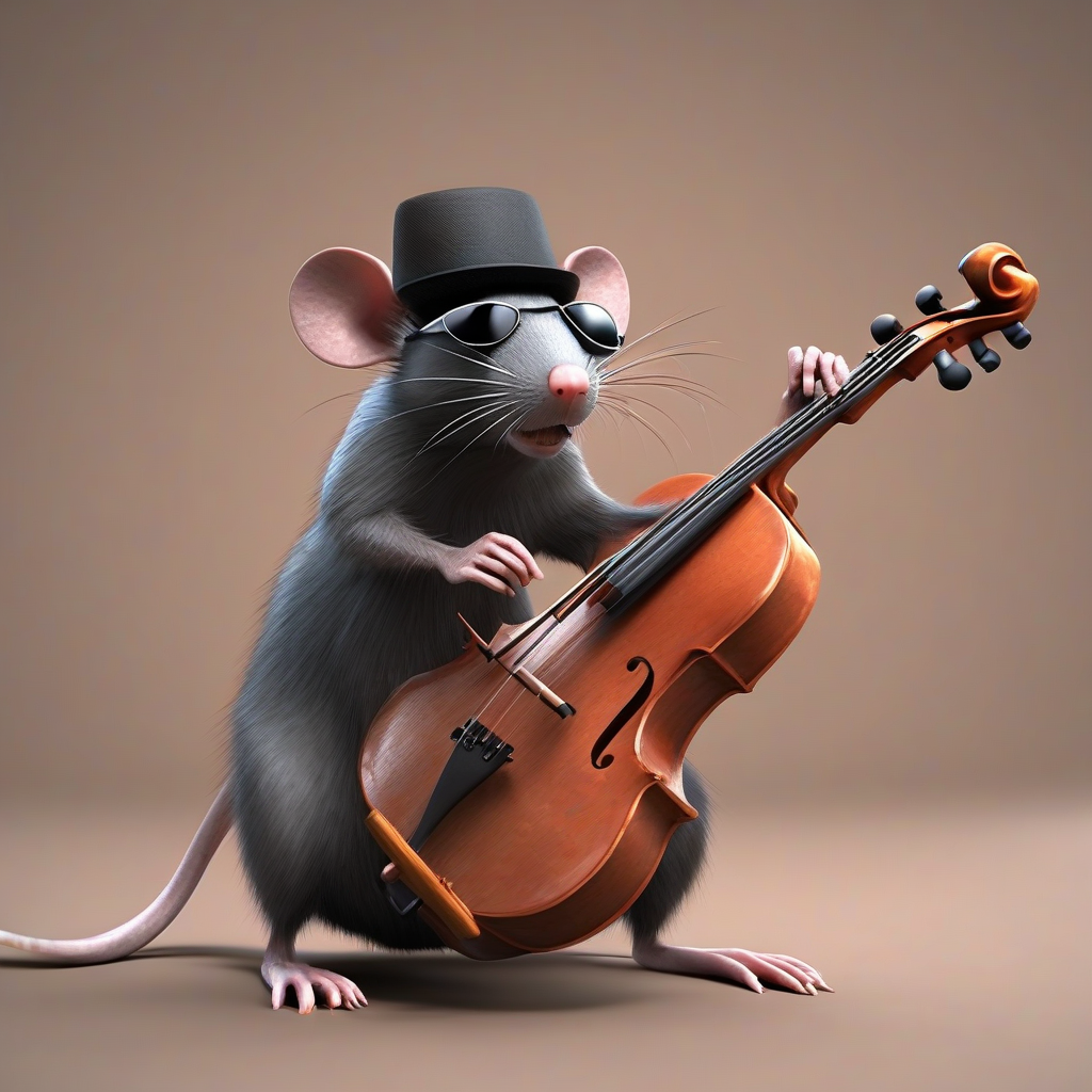 rat with dark glasses and hat plays cello by मुफ्त एआई छवि जनरेटर - बिना लॉगिन के✨ | AIGAZOU