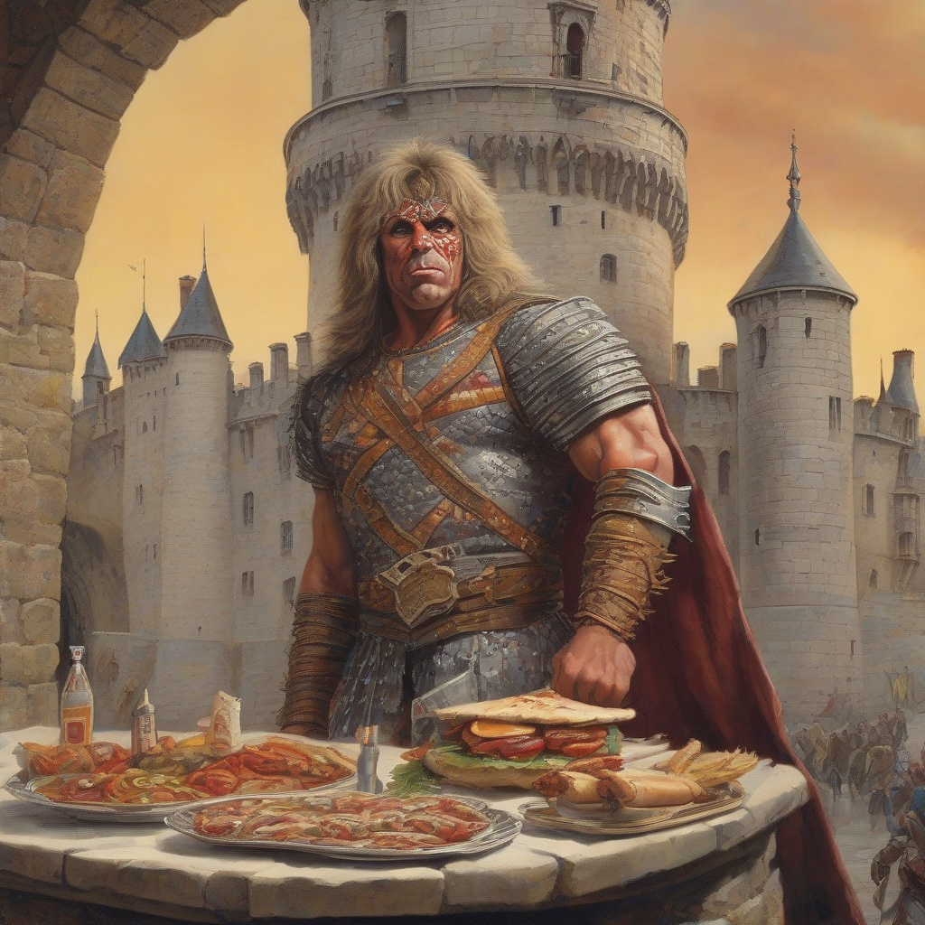 ultimate warrior manages kebab paris middle ages castle by मुफ्त एआई छवि जनरेटर - बिना लॉगिन के✨ | AIGAZOU