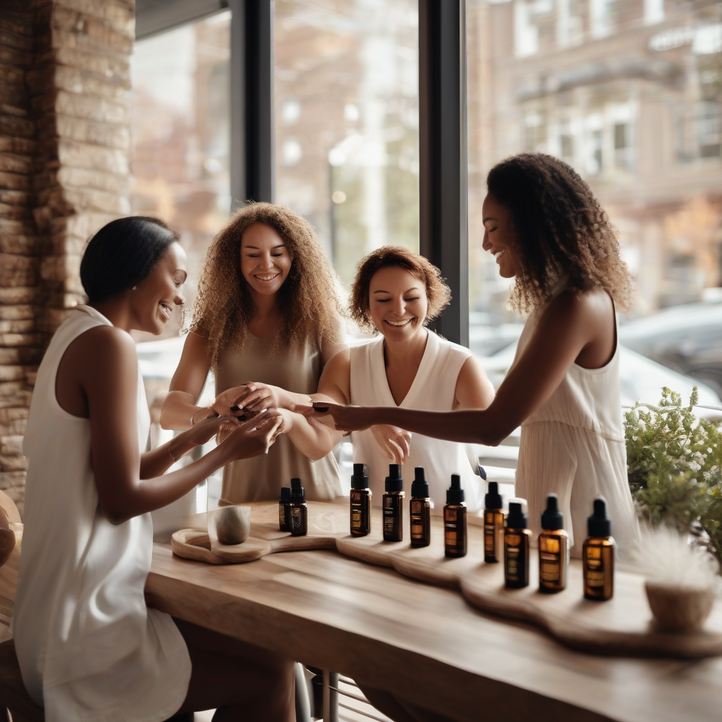 six elegant women learning massage with essential oil by मुफ्त एआई छवि जनरेटर - बिना लॉगिन के✨ | AIGAZOU