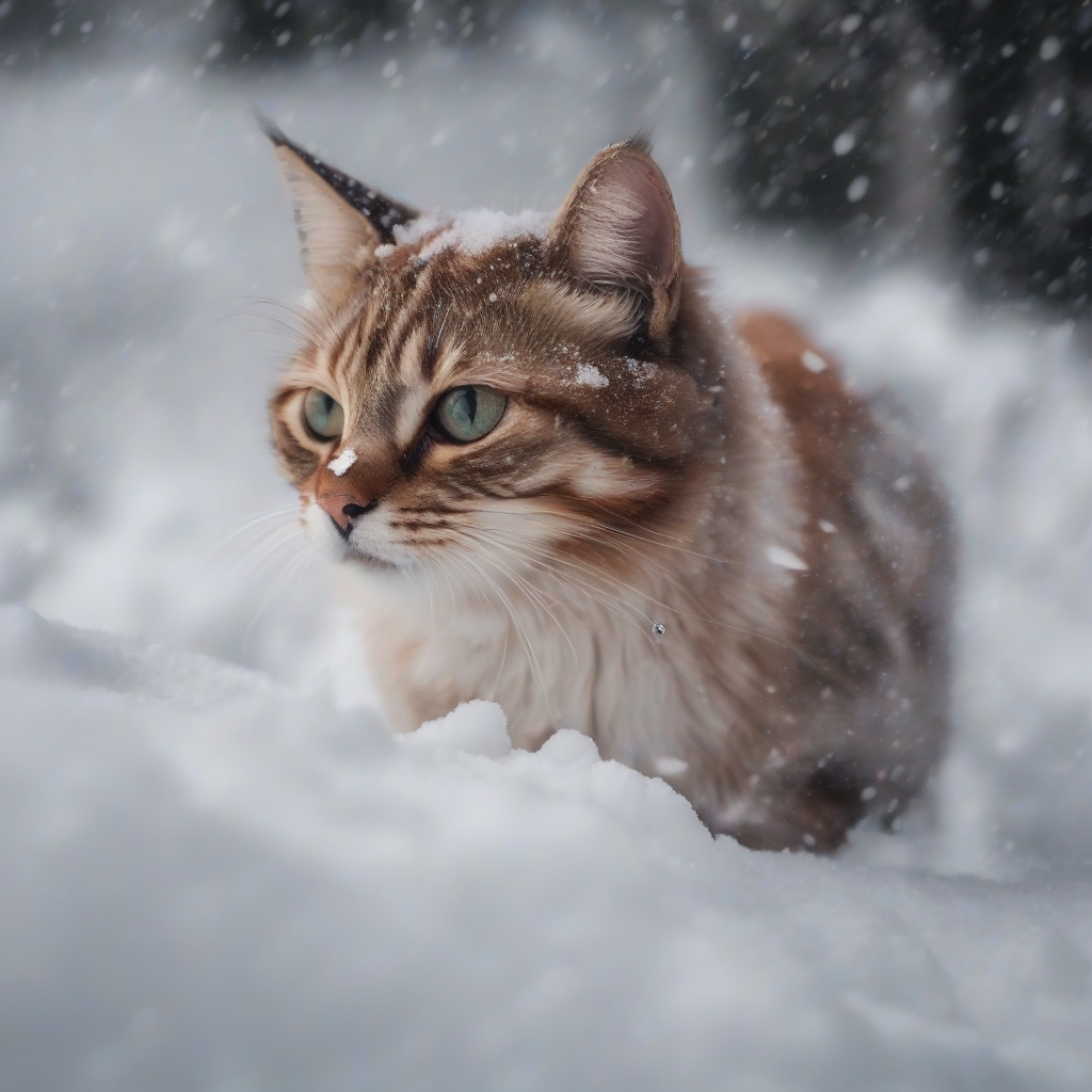 cat in the snow by मुफ्त एआई छवि जनरेटर - बिना लॉगिन के✨ | AIGAZOU