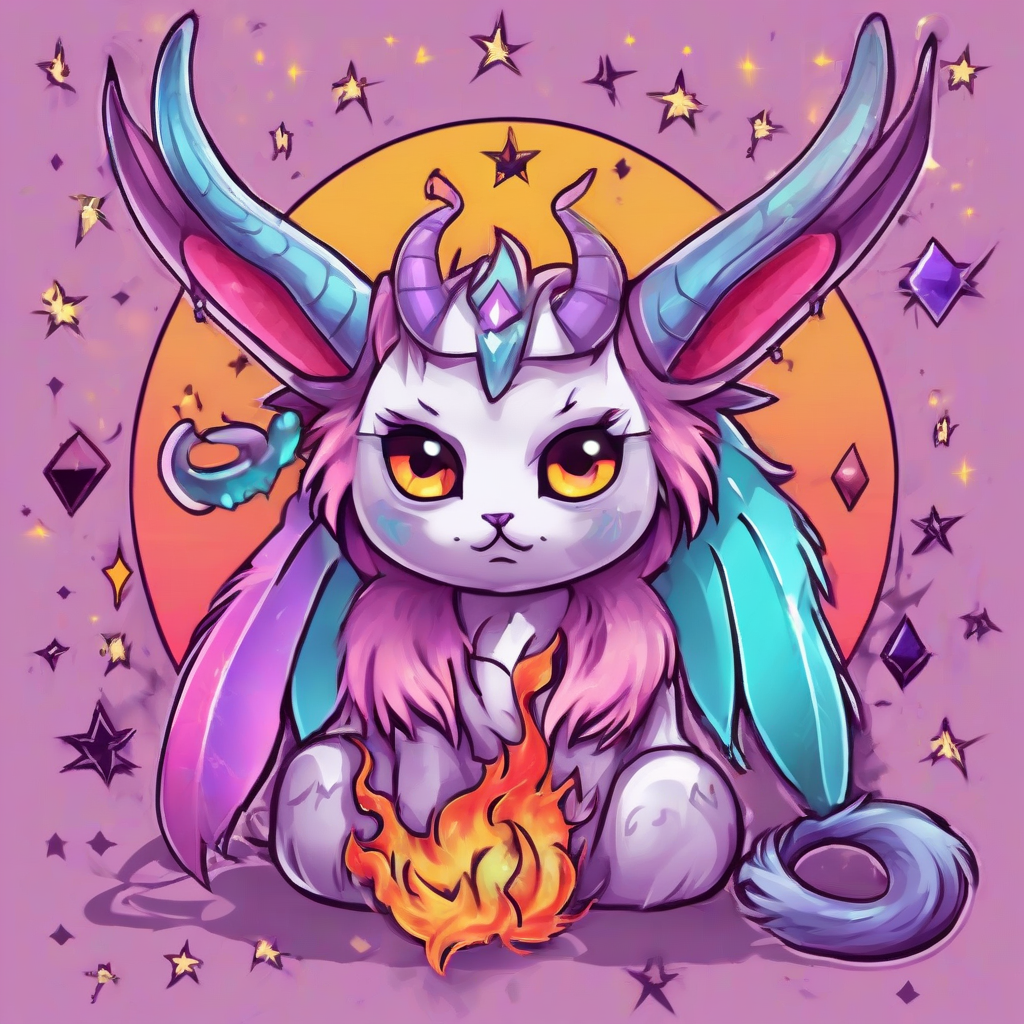 baphomet kawaii vampire cute fairy chibi neko dark pink cyan beast satan angel stars dragon diamonds elements air fire electric by मुफ्त एआई छवि जनरेटर - बिना लॉगिन के✨ | AIGAZOU