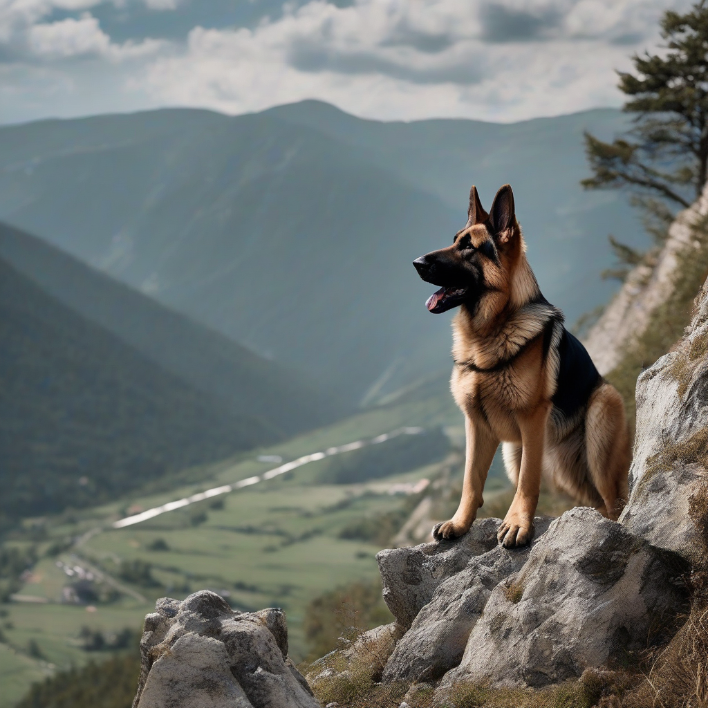 a german shepherd hiking by मुफ्त एआई छवि जनरेटर - बिना लॉगिन के✨ | AIGAZOU