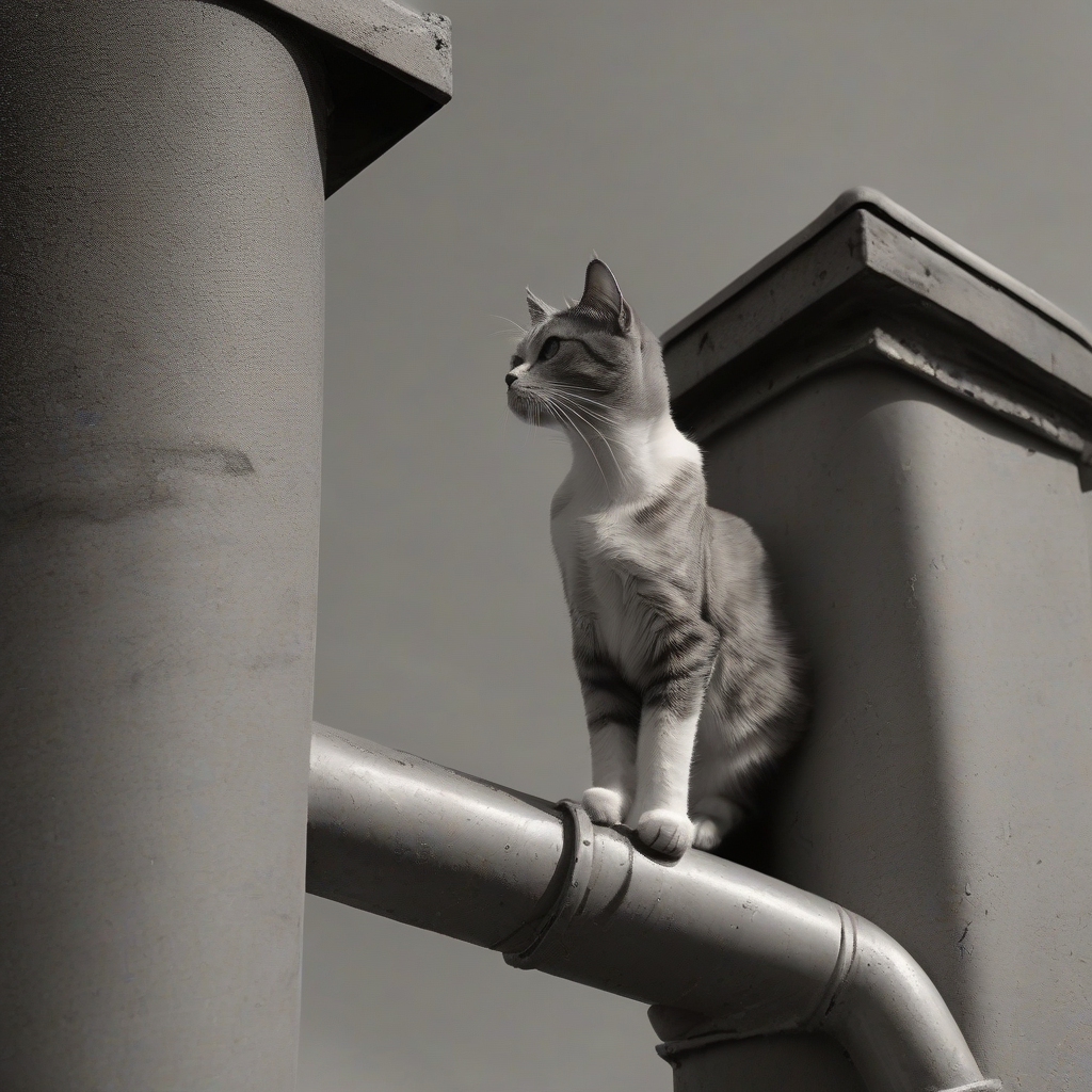 a cat standing on a pipe by मुफ्त एआई छवि जनरेटर - बिना लॉगिन के✨ | AIGAZOU