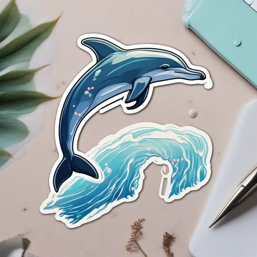 kitsch style dolphin sea sticker image by मुफ्त एआई छवि जनरेटर - बिना लॉगिन के✨ | AIGAZOU