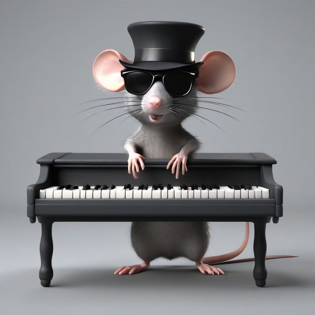 rat with dark glasses and hat behind piano keyboard by मुफ्त एआई छवि जनरेटर - बिना लॉगिन के✨ | AIGAZOU