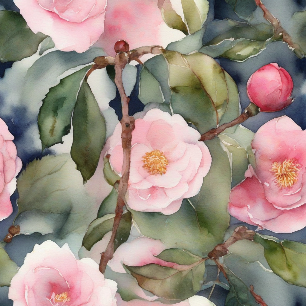 cold camellia watercolor painting by मुफ्त एआई छवि जनरेटर - बिना लॉगिन के✨ | AIGAZOU