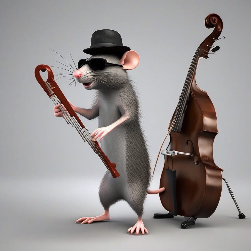 rat with dark glasses and hat plays double bass by मुफ्त एआई छवि जनरेटर - बिना लॉगिन के✨ | AIGAZOU