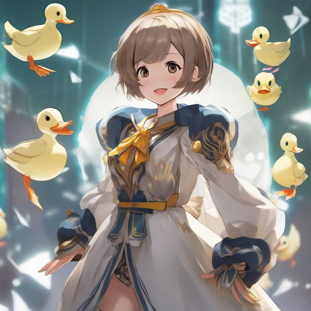 duck themed idol costume belly short girl by मुफ्त एआई छवि जनरेटर - बिना लॉगिन के✨ | AIGAZOU