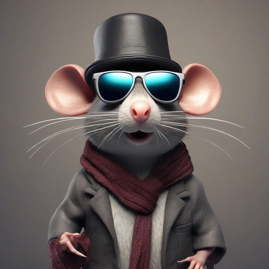 rat with dark glasses hat and scarf sings 3d by मुफ्त एआई छवि जनरेटर - बिना लॉगिन के✨ | AIGAZOU