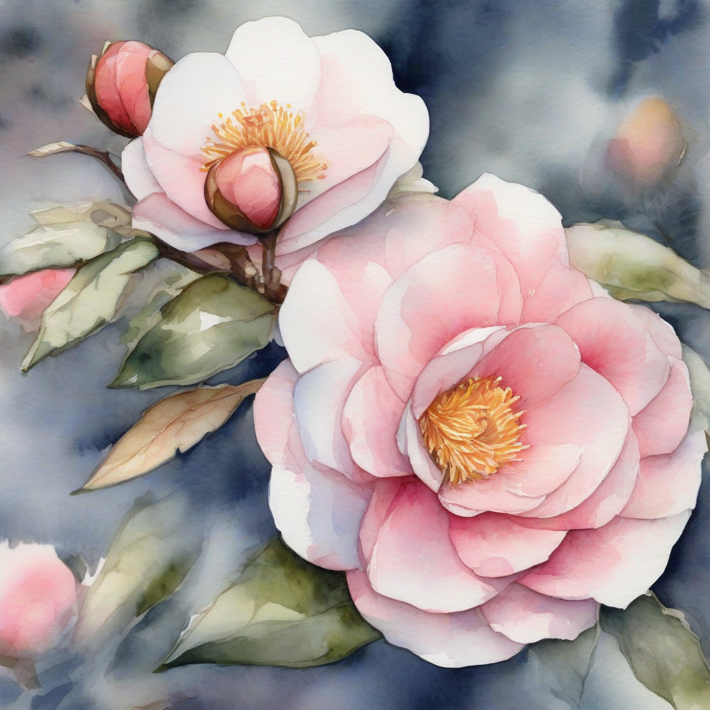 cold camellia watercolor painting by मुफ्त एआई छवि जनरेटर - बिना लॉगिन के✨ | AIGAZOU