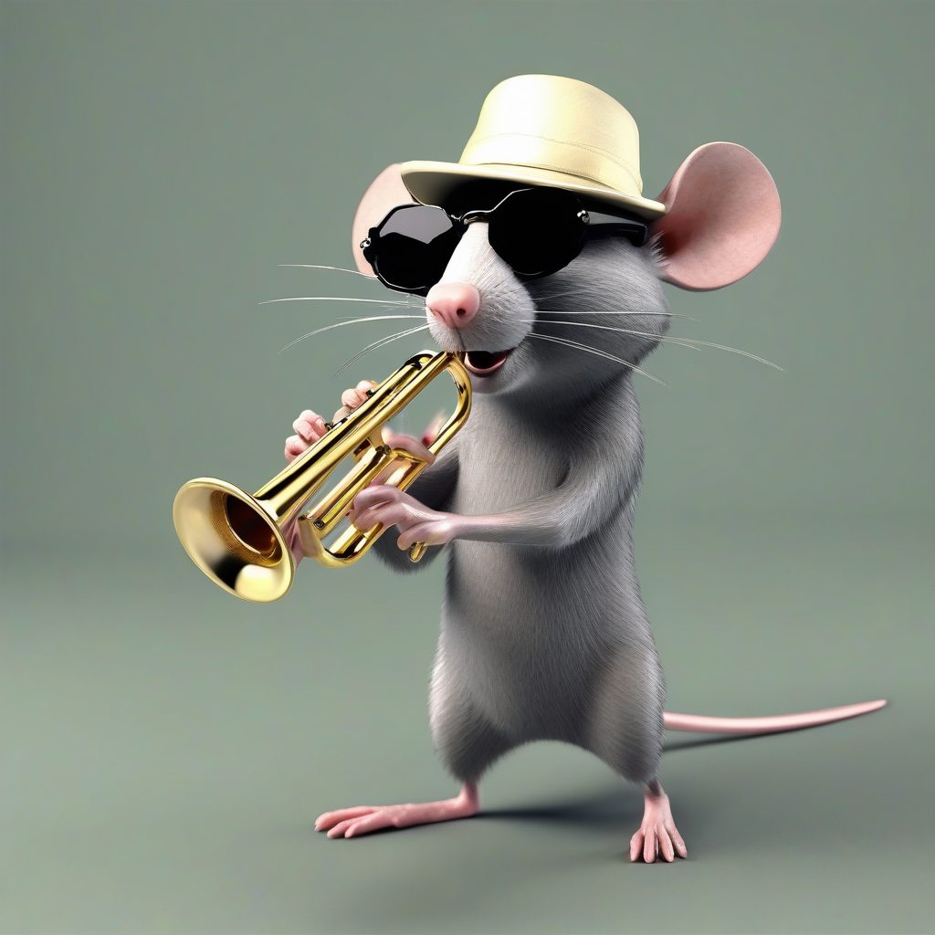 rat with dark glasses and hat plays trumpet by मुफ्त एआई छवि जनरेटर - बिना लॉगिन के✨ | AIGAZOU