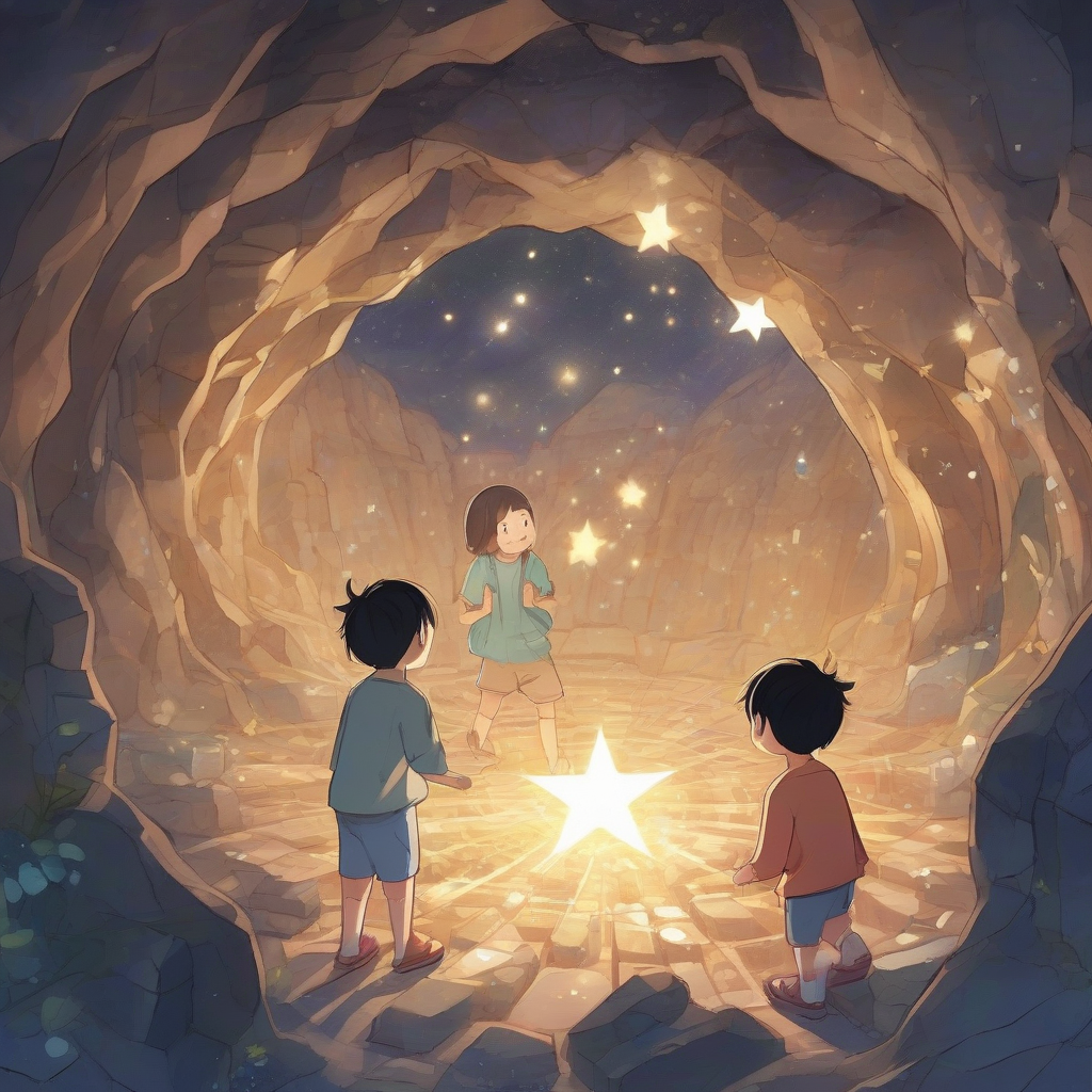 two children find a shining star in a cave by मुफ्त एआई छवि जनरेटर - बिना लॉगिन के✨ | AIGAZOU