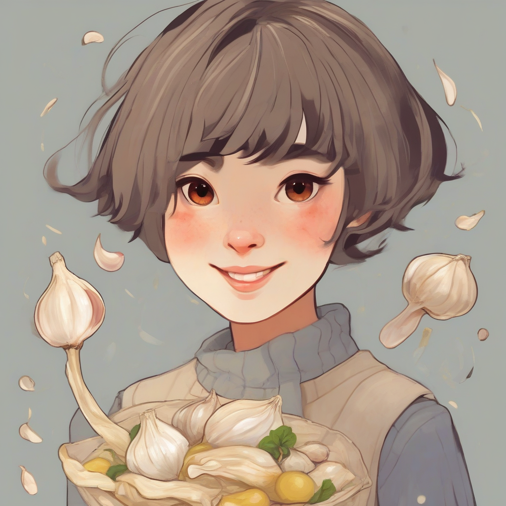 short haired girl with garlic peel theme by Générateur d'images par IA gratuit - Aucune connexion nécessaire✨ | AIGAZOU