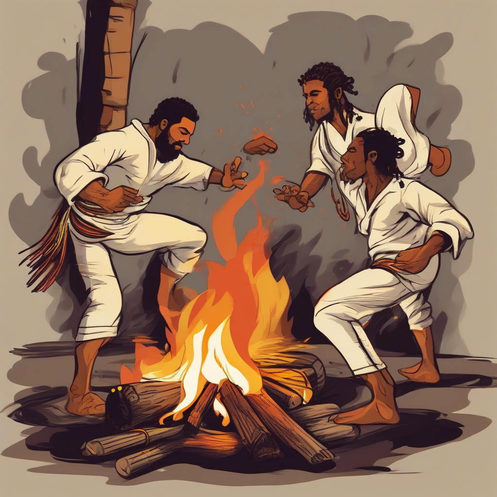 capoeira around the fire color by मुफ्त एआई छवि जनरेटर - बिना लॉगिन के✨ | AIGAZOU