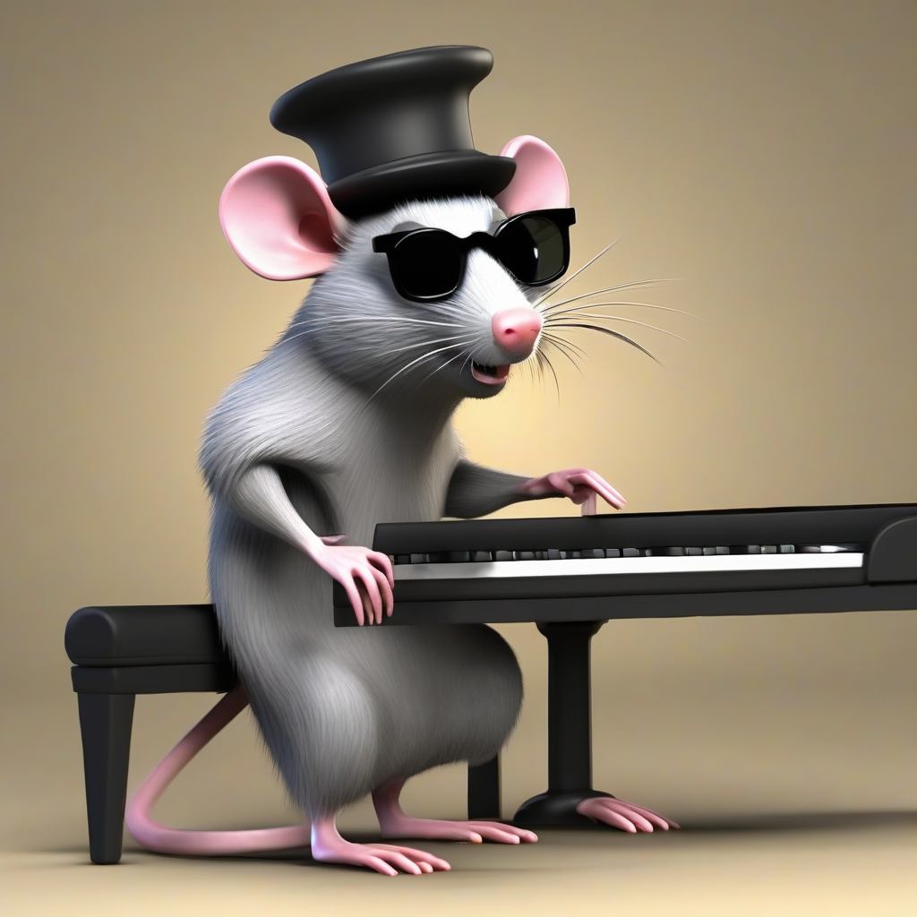 rat with dark glasses and hat plays piano 3d by मुफ्त एआई छवि जनरेटर - बिना लॉगिन के✨ | AIGAZOU