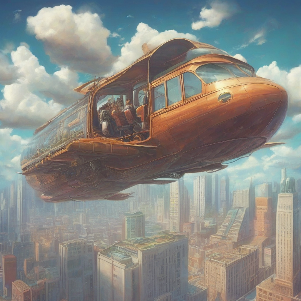 transportation in the city in the sky by Générateur d'images par IA gratuit - Aucune connexion nécessaire✨ | AIGAZOU