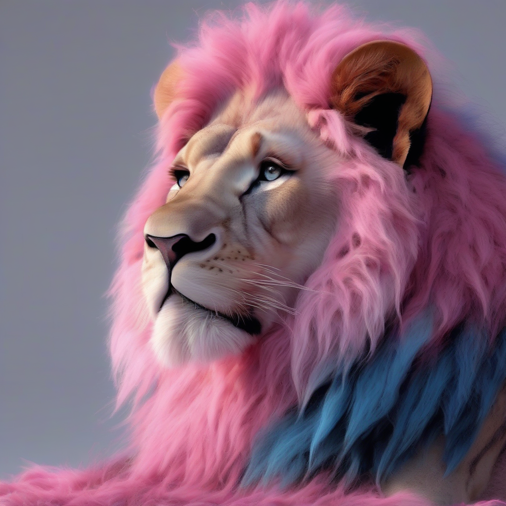 pink blue lion very realistic with many details by मुफ्त एआई छवि जनरेटर - बिना लॉगिन के✨ | AIGAZOU