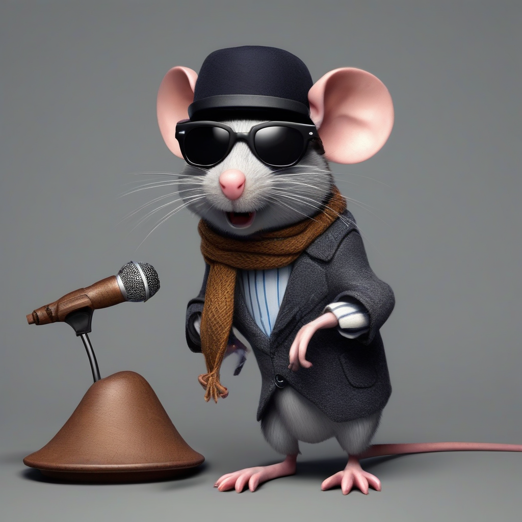 rat with dark glasses hat and scarf sings 3d by मुफ्त एआई छवि जनरेटर - बिना लॉगिन के✨ | AIGAZOU