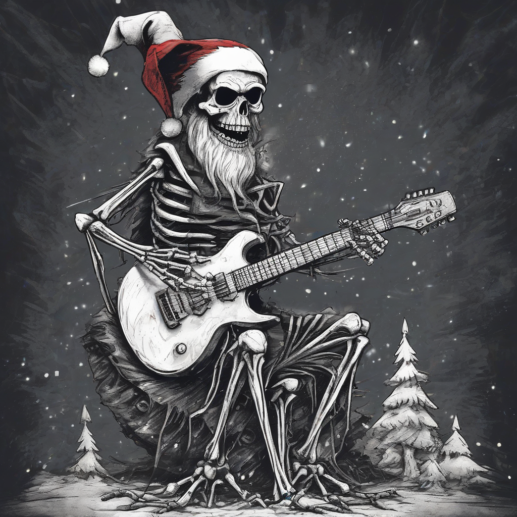 heavy metal weihnacht gitarre weihnachtsmann skelet by Générateur d'images par IA gratuit - Aucune connexion nécessaire✨ | AIGAZOU