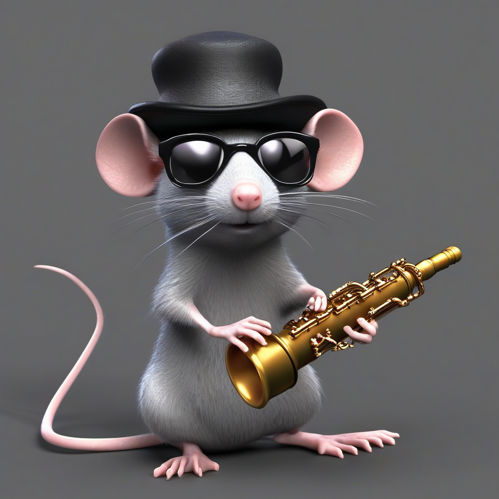 rat with dark glasses and hat plays clarinet by मुफ्त एआई छवि जनरेटर - बिना लॉगिन के✨ | AIGAZOU