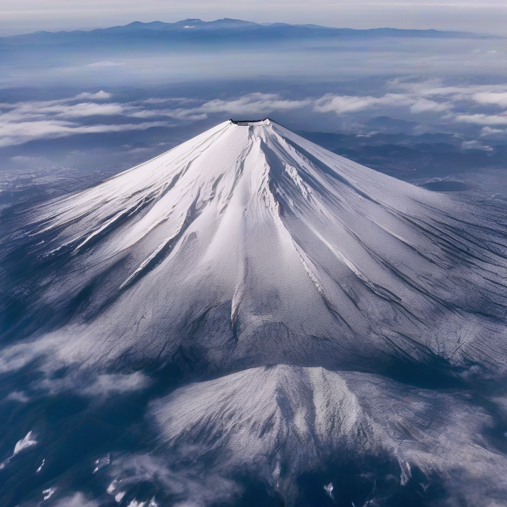 a panoramic view of mount fuji in the first snow by मुफ्त एआई छवि जनरेटर - बिना लॉगिन के✨ | AIGAZOU