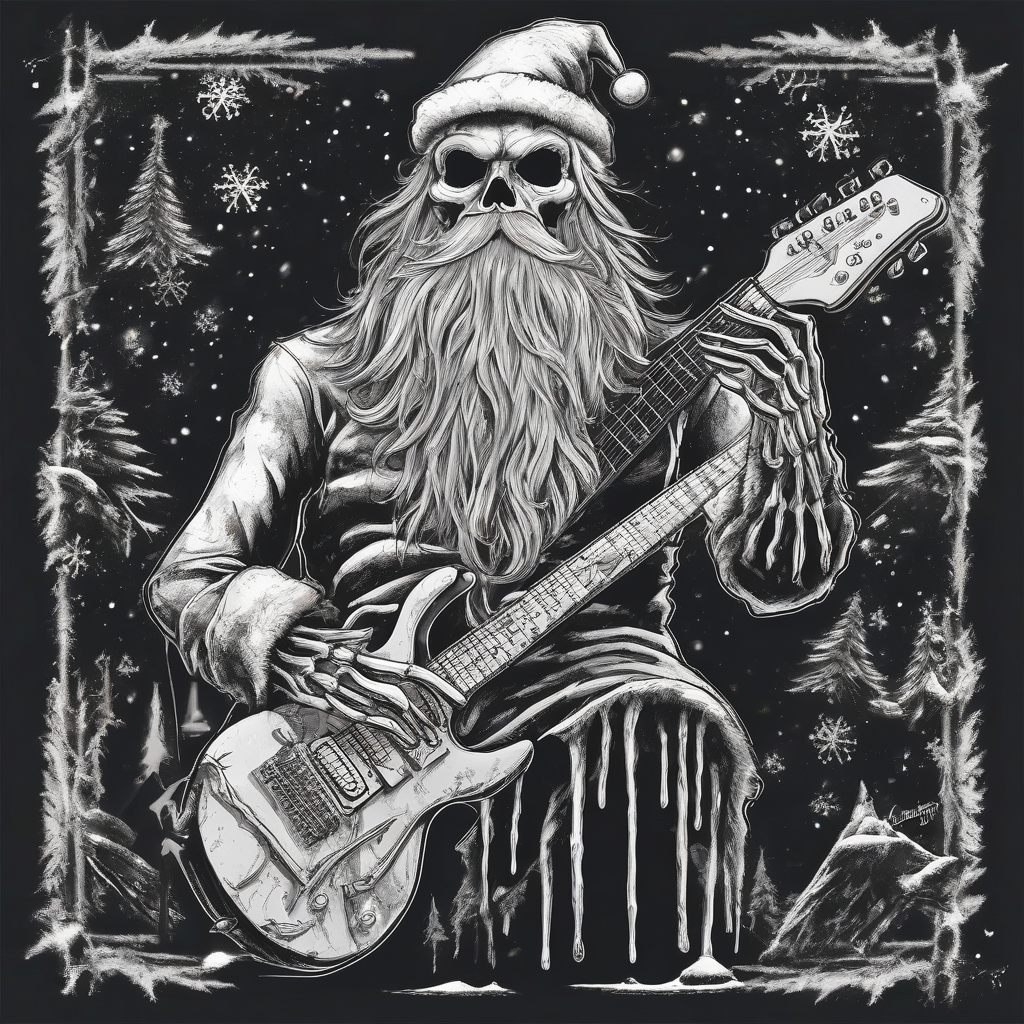 santa claus heavy metal guitar xmas dark by 免费AI图像生成工具 | AIGAZOU