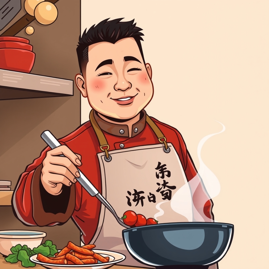 a young square faced chinese veteran chef by मुफ्त एआई छवि जनरेटर - बिना लॉगिन के✨ | AIGAZOU