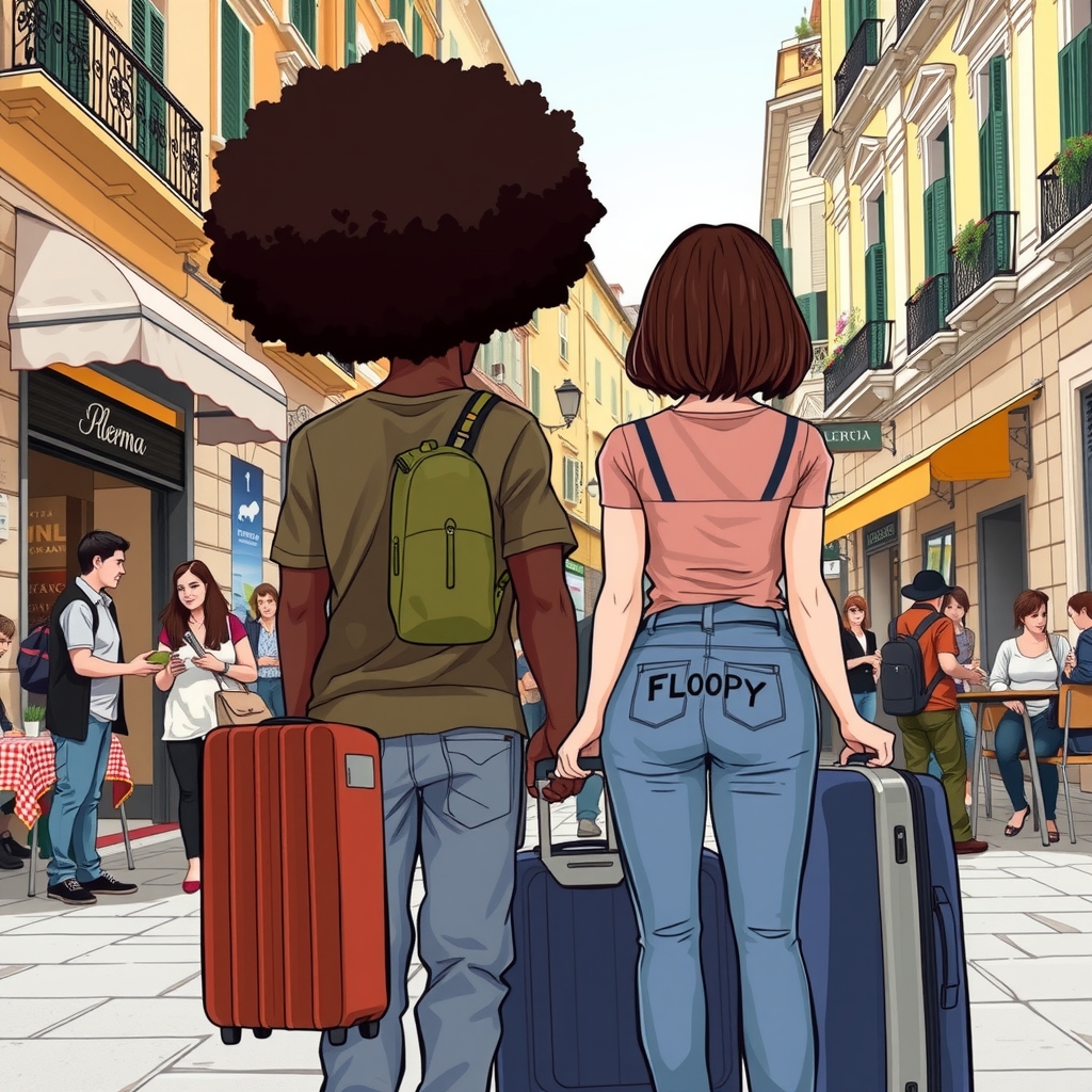 black man with big afro and white girl with bob cut by मुफ्त एआई छवि जनरेटर - बिना लॉगिन के✨ | AIGAZOU