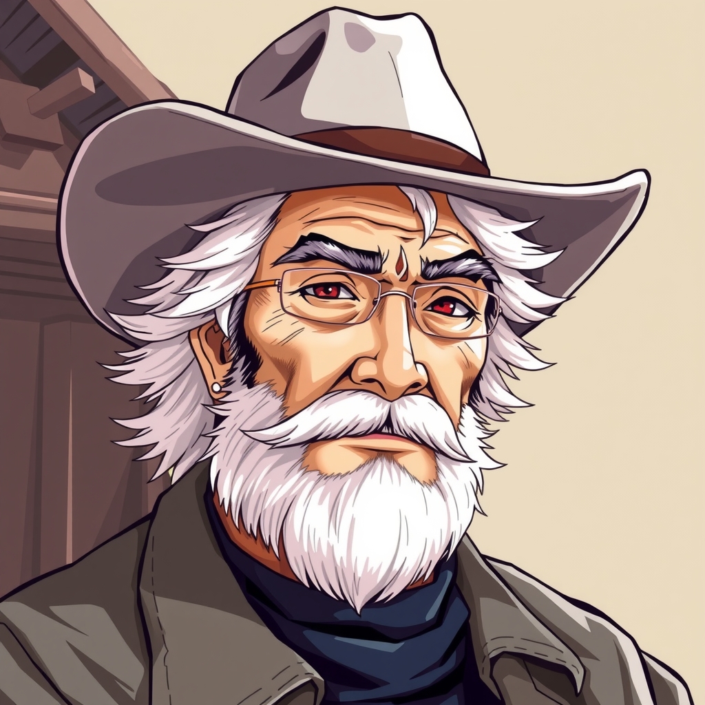 japanese white hair beard cowboy hat by मुफ्त एआई छवि जनरेटर - बिना लॉगिन के✨ | AIGAZOU