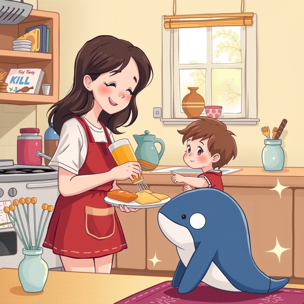 a mom cooking breakfast with magic by Free AI Image Generator & Maker - No login required✨ | AIGAZOU