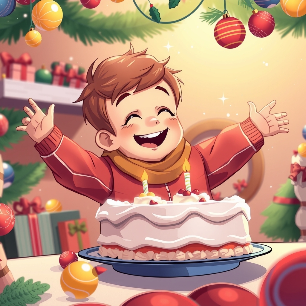 a boy excited about cake at christmas party by Générateur d'images par IA gratuit - Aucune connexion nécessaire✨ | AIGAZOU