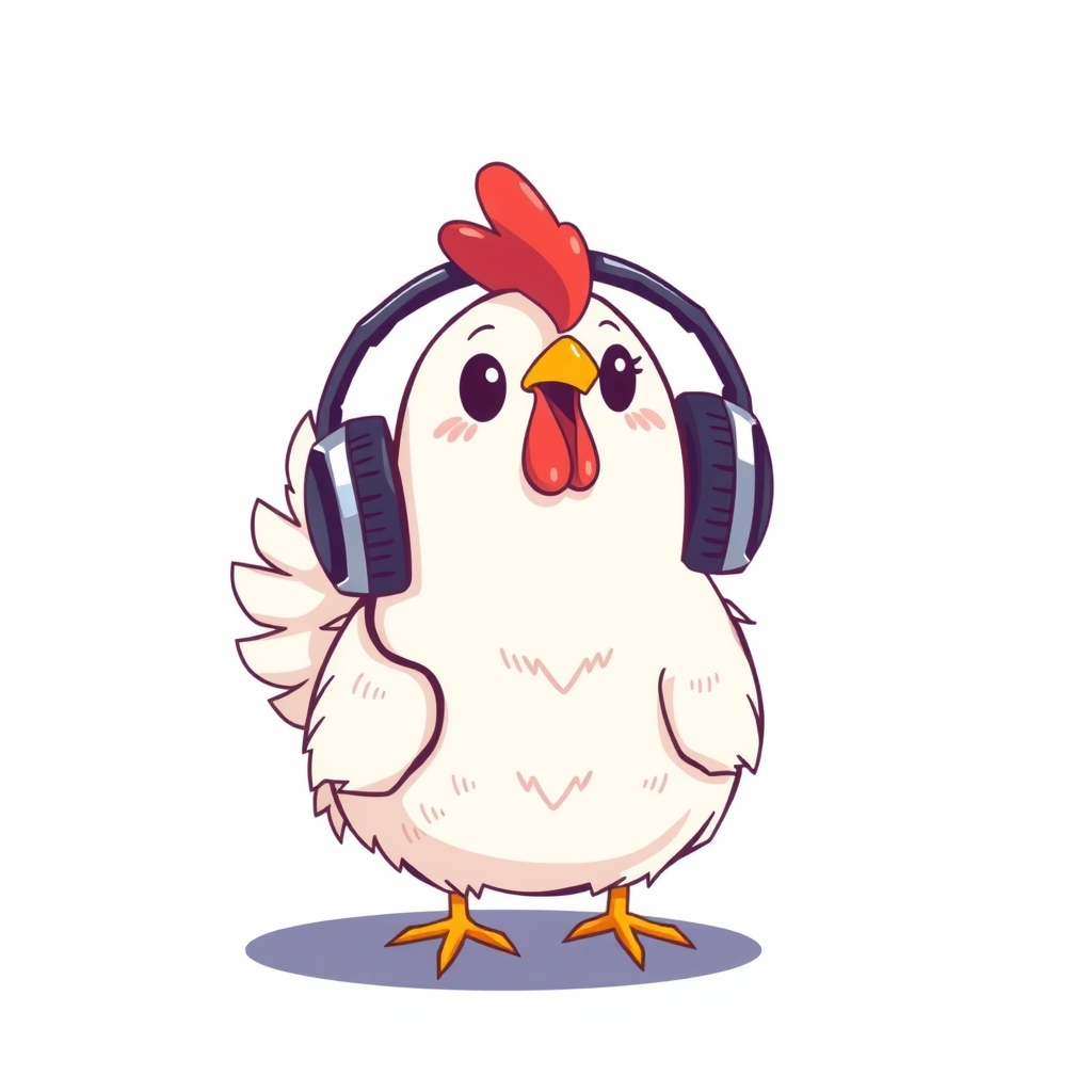 a white chicken with small headphones by मुफ्त एआई छवि जनरेटर - बिना लॉगिन के✨ | AIGAZOU