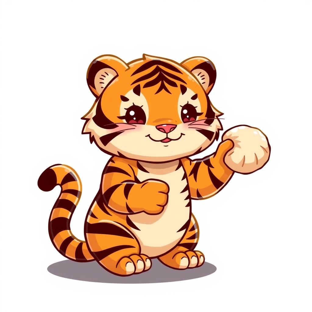 a cute tiger holding a dumpling by मुफ्त एआई छवि जनरेटर - बिना लॉगिन के✨ | AIGAZOU