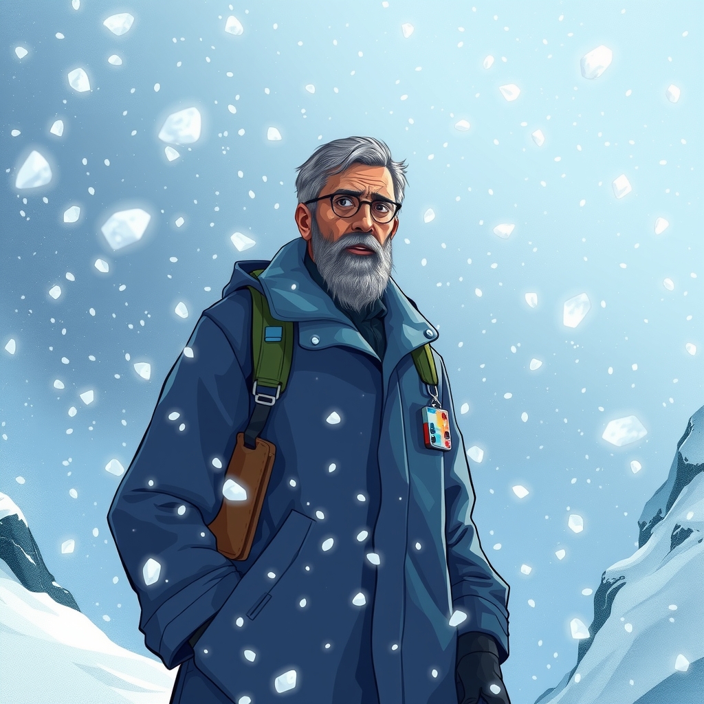 standing in the snowy mountains in blue clothing an elderly doctor by मुफ्त एआई छवि जनरेटर - बिना लॉगिन के✨ | AIGAZOU