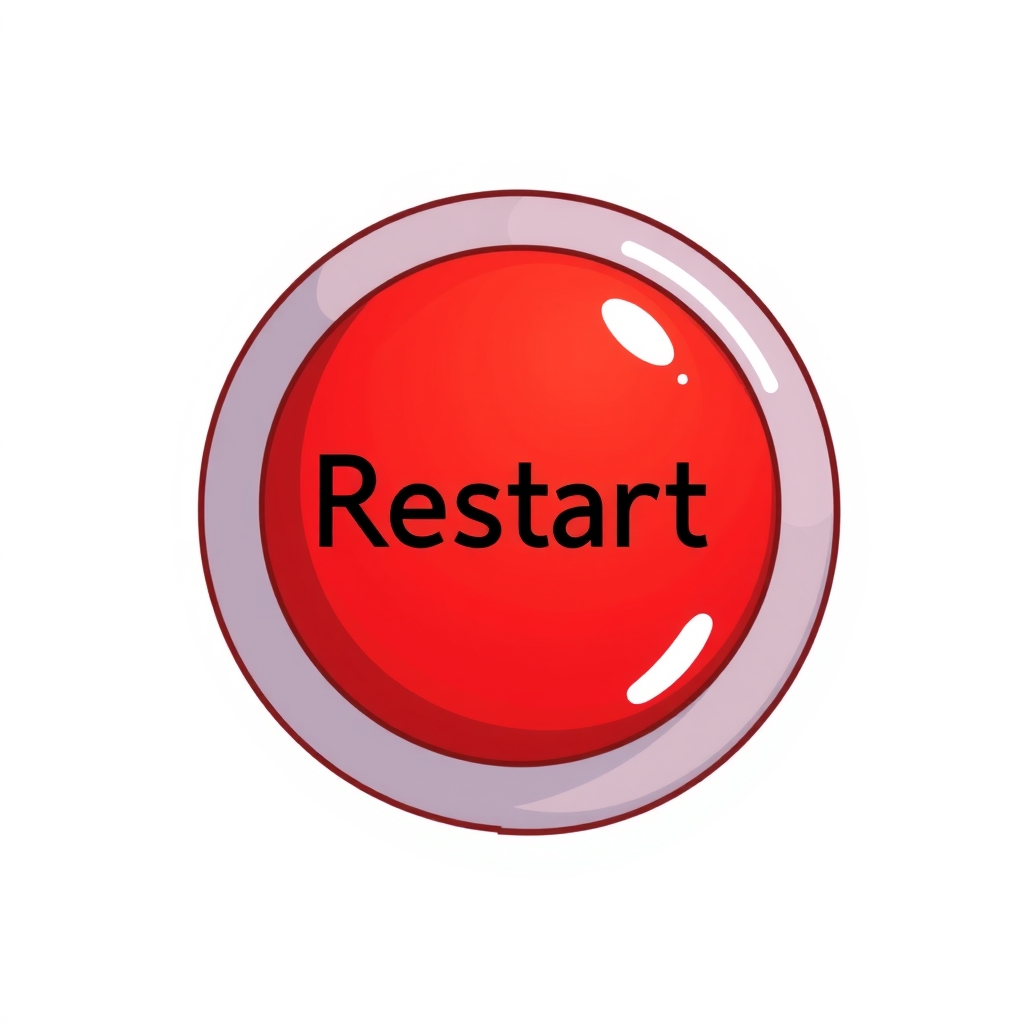 a red round switch with black restart text by मुफ्त एआई छवि जनरेटर - बिना लॉगिन के✨ | AIGAZOU