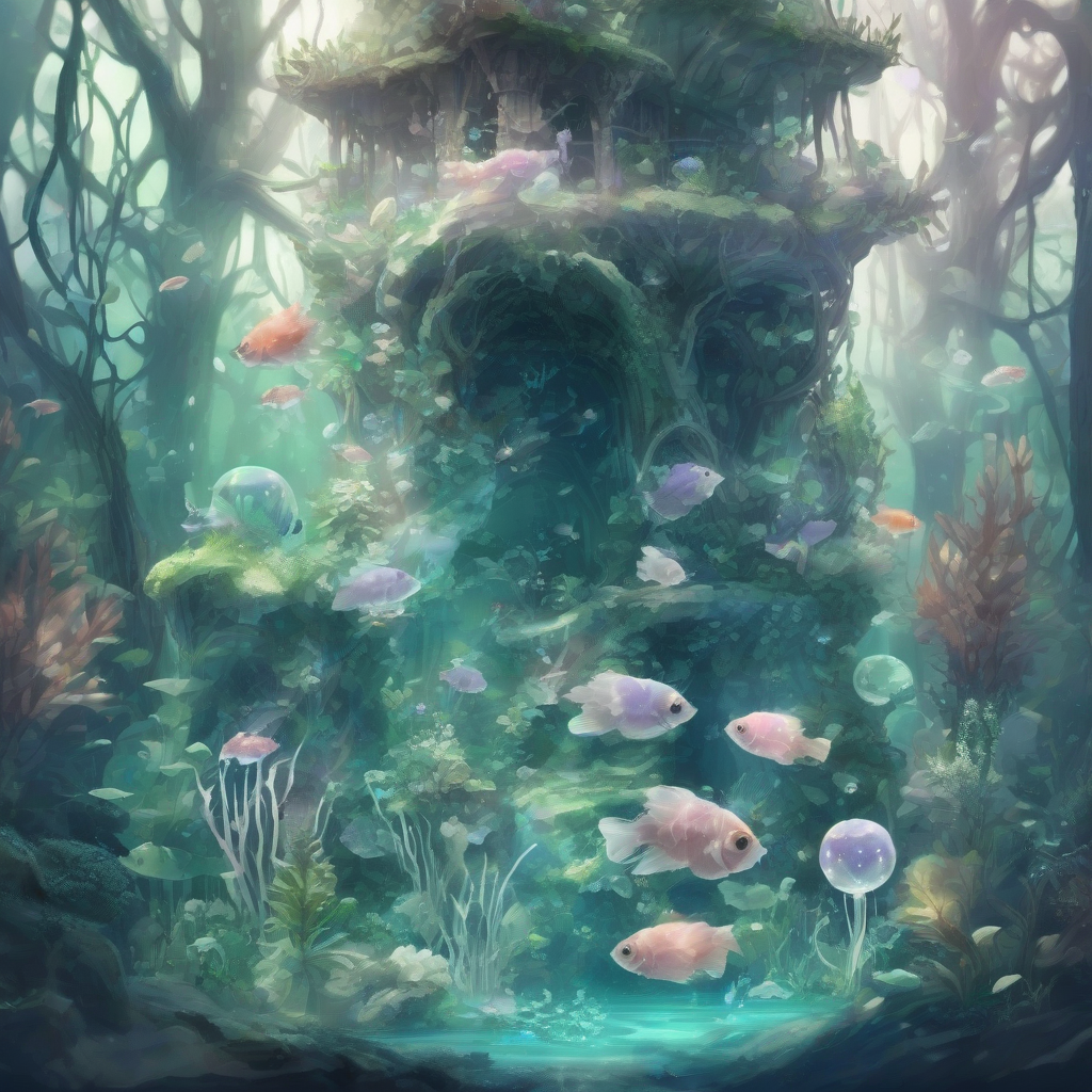 a forest aquarium with florite dwarves and white fish by मुफ्त एआई छवि जनरेटर - बिना लॉगिन के✨ | AIGAZOU