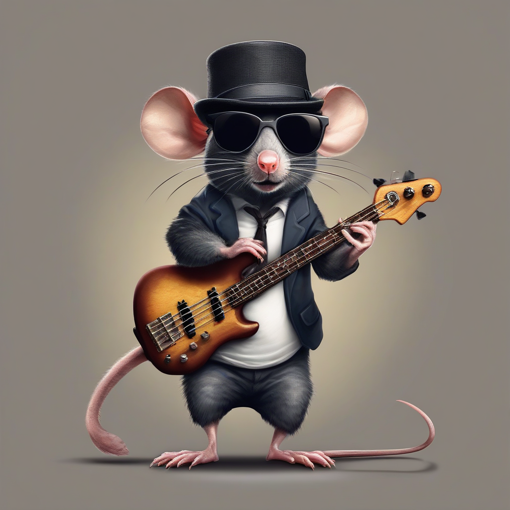 rat with dark glasses and hat plays bass by मुफ्त एआई छवि जनरेटर - बिना लॉगिन के✨ | AIGAZOU