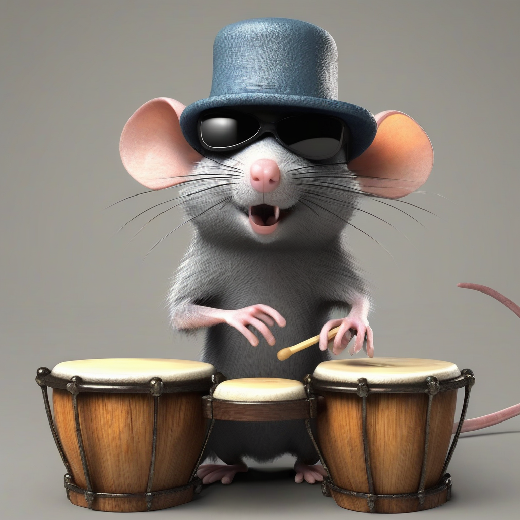 rat with dark glasses and hat plays congas by मुफ्त एआई छवि जनरेटर - बिना लॉगिन के✨ | AIGAZOU